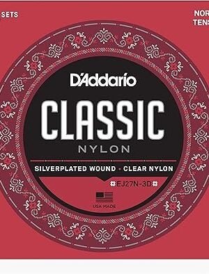 D'Addario Cuerdas para Guitarra Española | EJ27N Juego de Cuerdas Clásica de Nylon (3 juegos)
