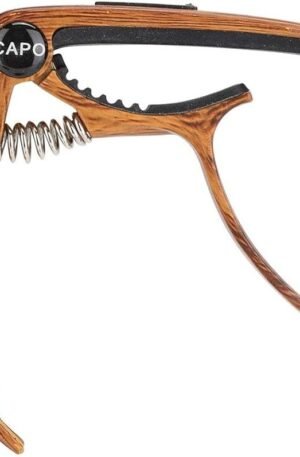 Cejilla Guitarra Capo 3 en 1 con Soporte para Púas y Puente Pin Puller, Cejillas para Guitarra Acústica y Eléctrica Bajo Ukelele Banjo Mandolina, Accesorios para Guitarra, Grano de Madera