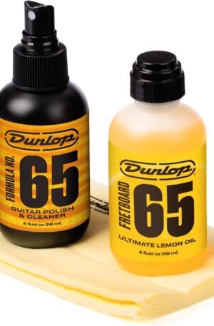 JIM DUNLOP | 6503 System 65 Body & Fingerboard Cleaning Kit, para limpieza del cuerpo y teclado de guitarra, incluye dos paños de microfibra.