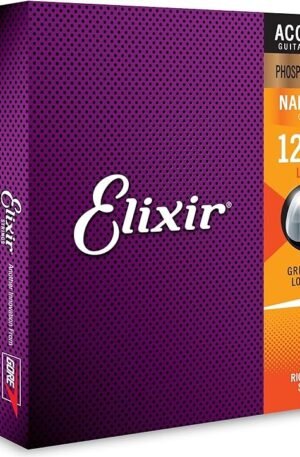 Elixir Cuerdas de guitarra acústica Elixir Strings de bronce fosforado con recubrimiento NANOWEB, calibre ligero, 1 Pack, Light (12-53)